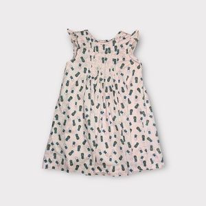 EGG Collective Pineapple Face Pattern Cap Sleeve Pink Dress